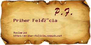 Priher Felícia névjegykártya